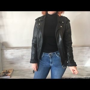 Vintage Black Leather Moto Jacket